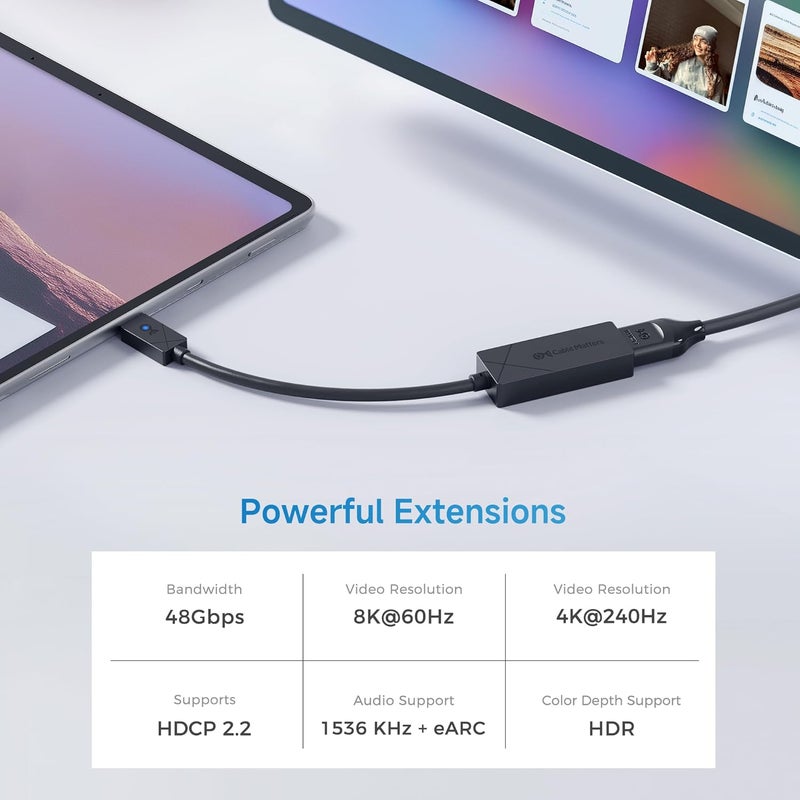 CableMatters [Designed for Microsoft Surface] USB C to HDMI 2.1 Adapter, Supports 4K@240hz, 8K@60hz, HDR, Compatible with Surface Pro/Laptop/Book with USBC or Thunderbolt 4 - Image 4